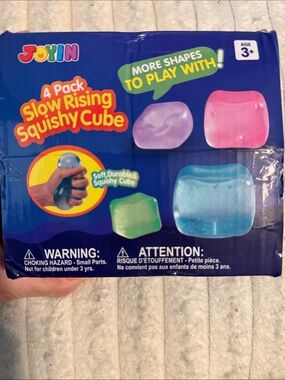 Slow-Rising Squishy Cubes 4-Pack - Pink, Purple, Green, Blue